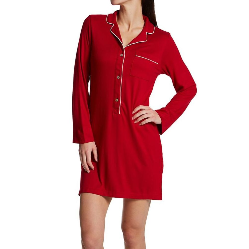 N by Natori Oasis Soft Brushed Knit Sleepshirt -  Brocade Red  SC2043